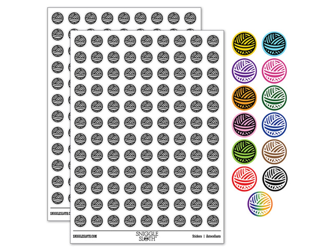 Crafty Ball of Yarn Crocheting Knitting Crafts 200+ 0.50" Round Stickers